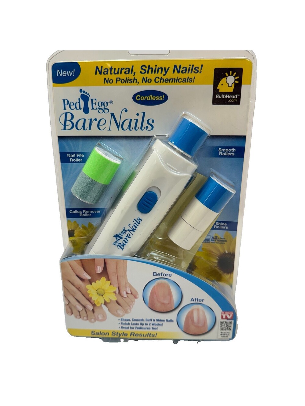 Ped Egg Bare Nails Electronic Nail Care System Cordless As Seen On TV NEW Sealed